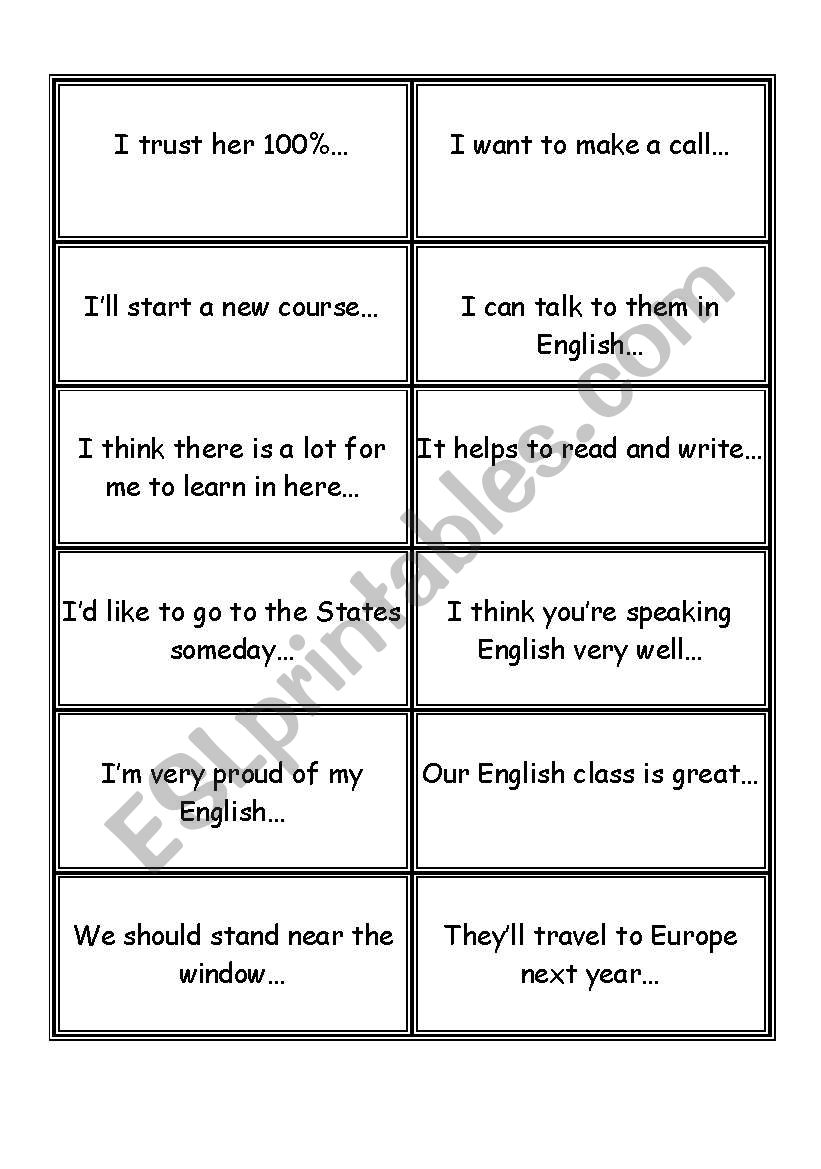 Sentence Starters Worksheet