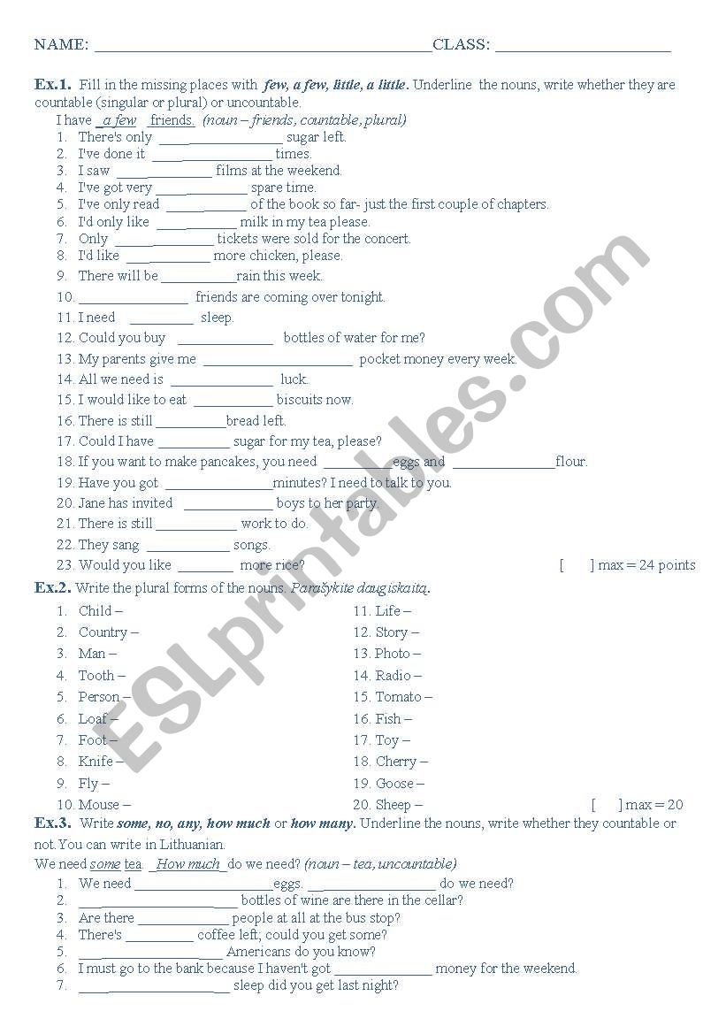 test  worksheet