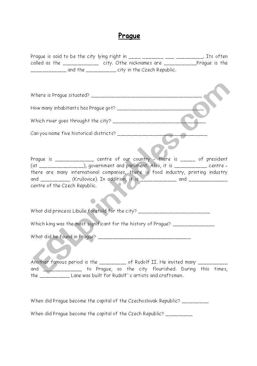 Prague worksheet