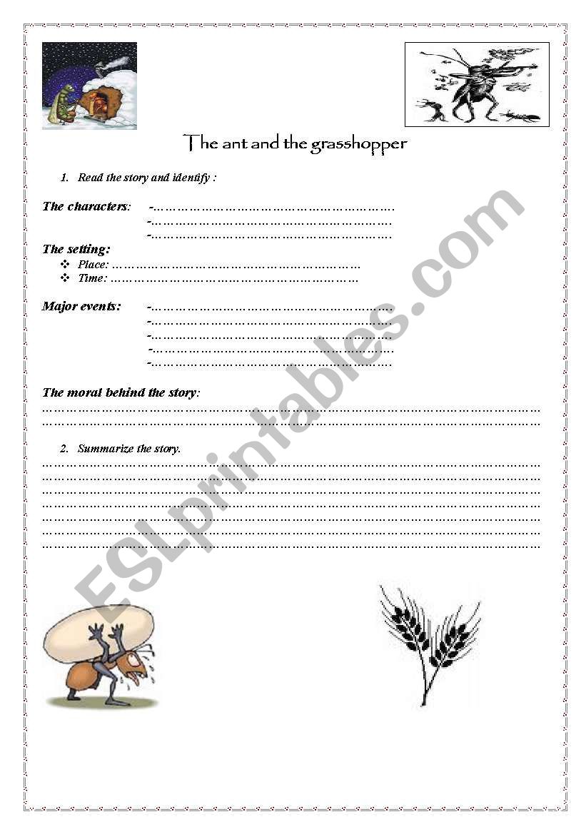 the ant and the grasshopper worksheet