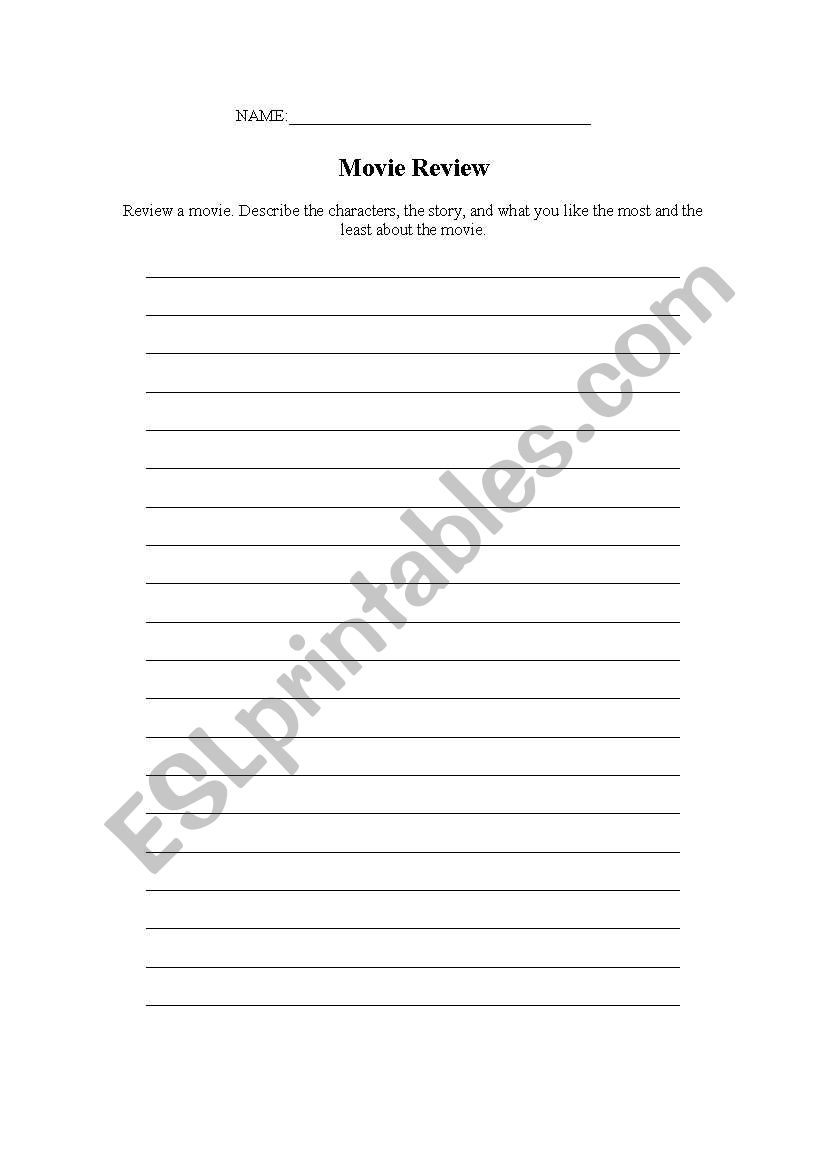 Movie review worksheet