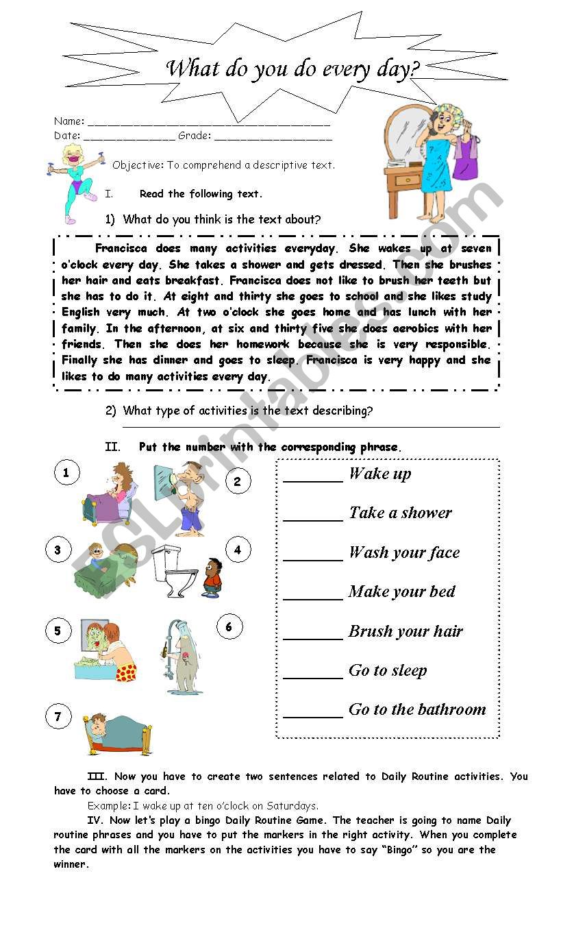 What do you do every day? worksheet