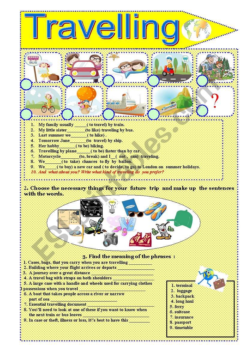 Travelling worksheet