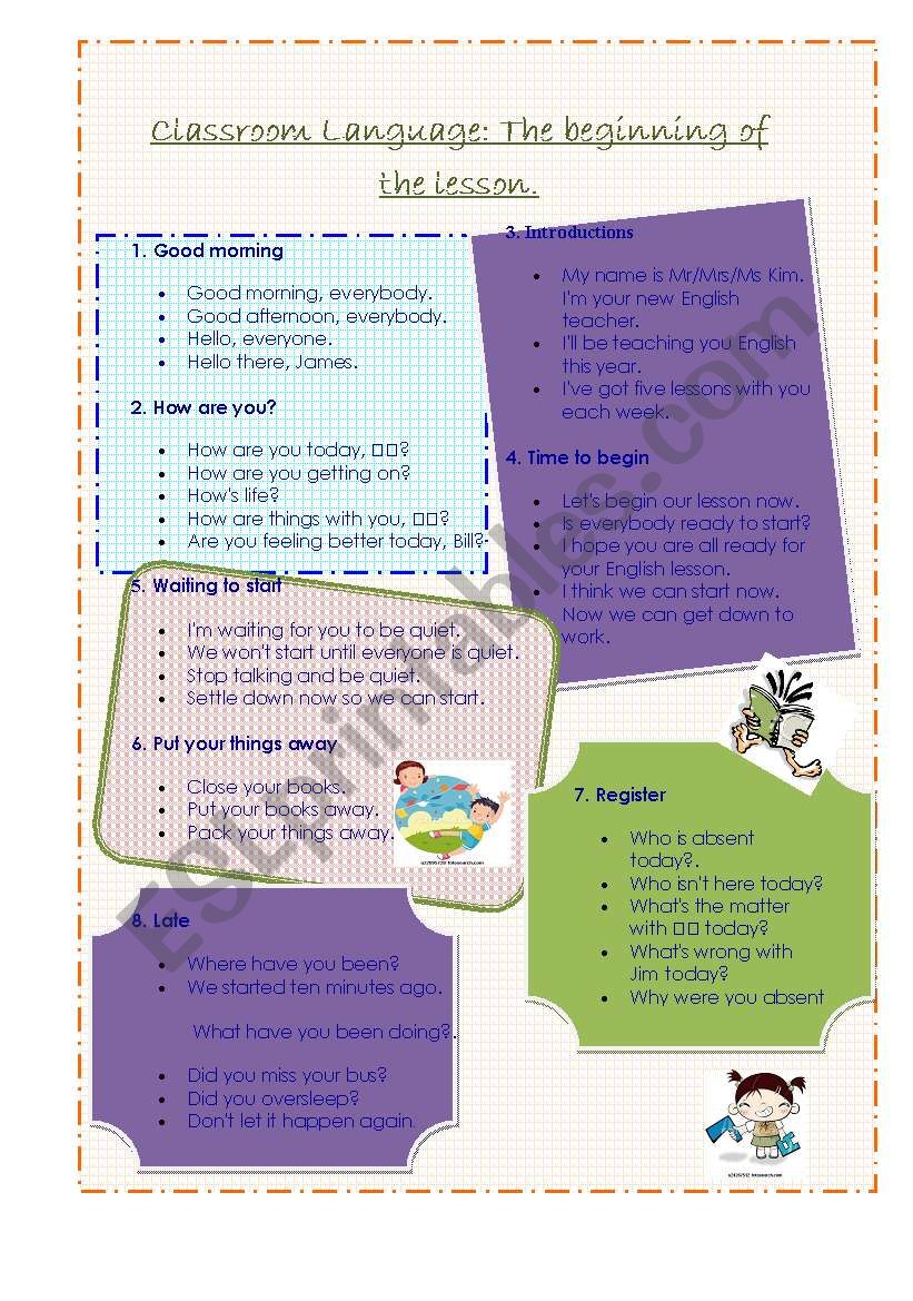 CLASSROOM LANGUAGE worksheet