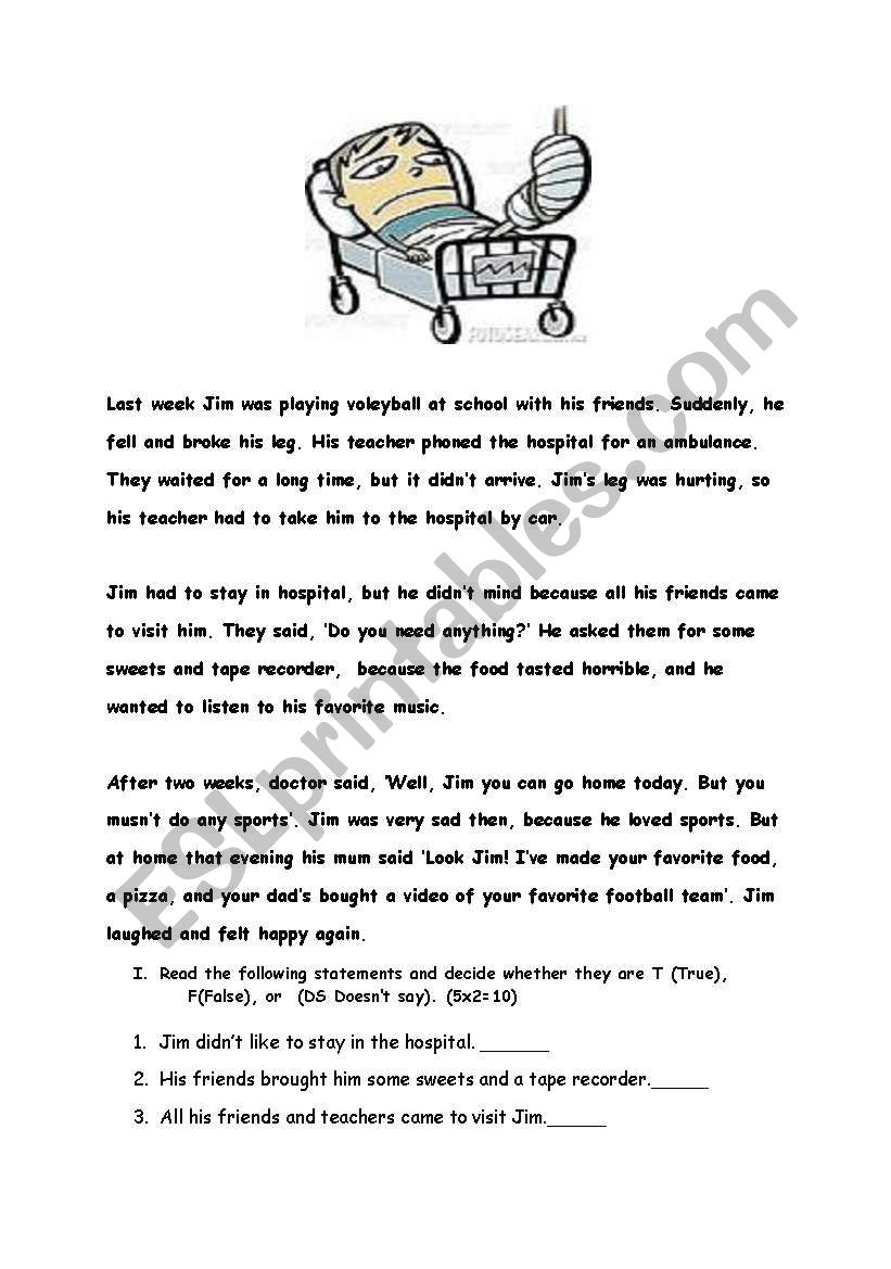 reading comprehension worksheet