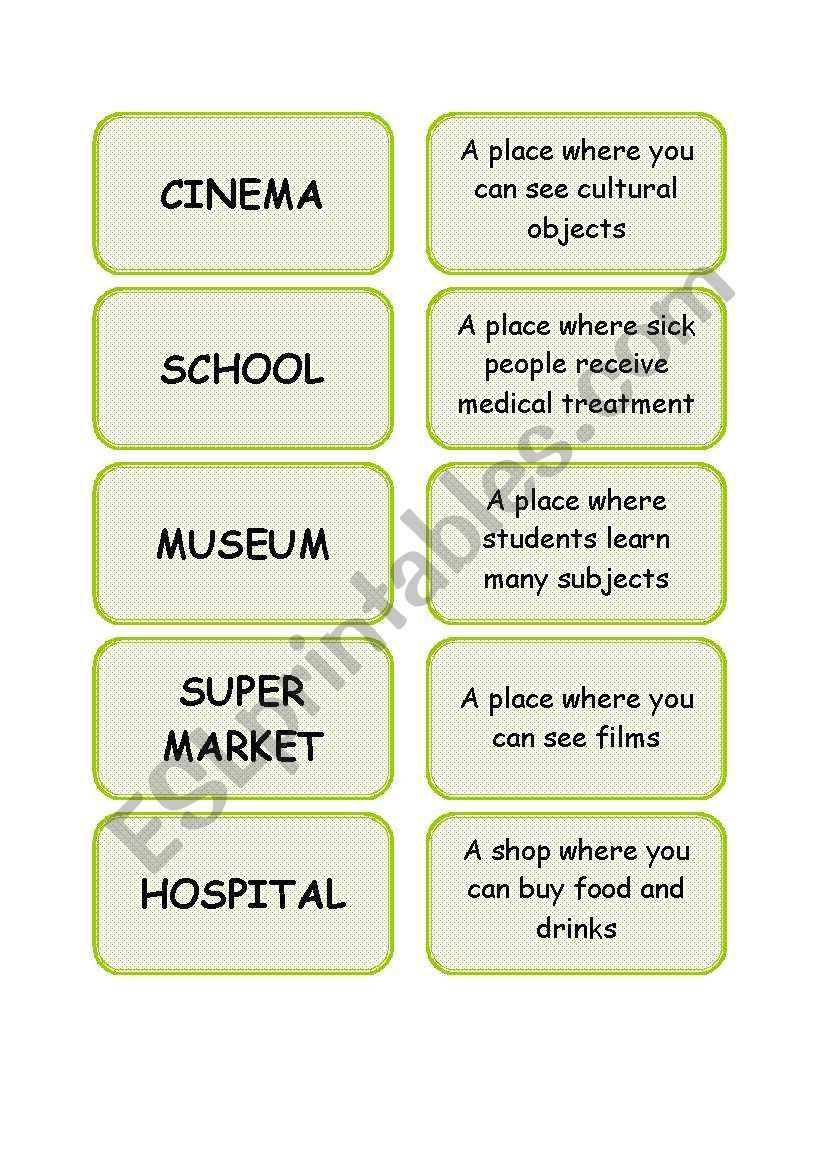 CLASSROOM DICTIONARY - SET 1/6: PLACES