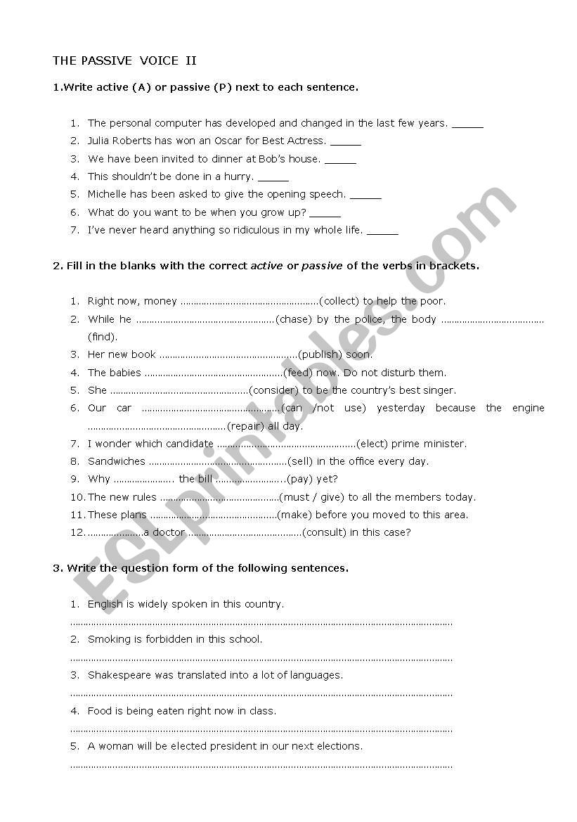 The Passive Voice worksheet