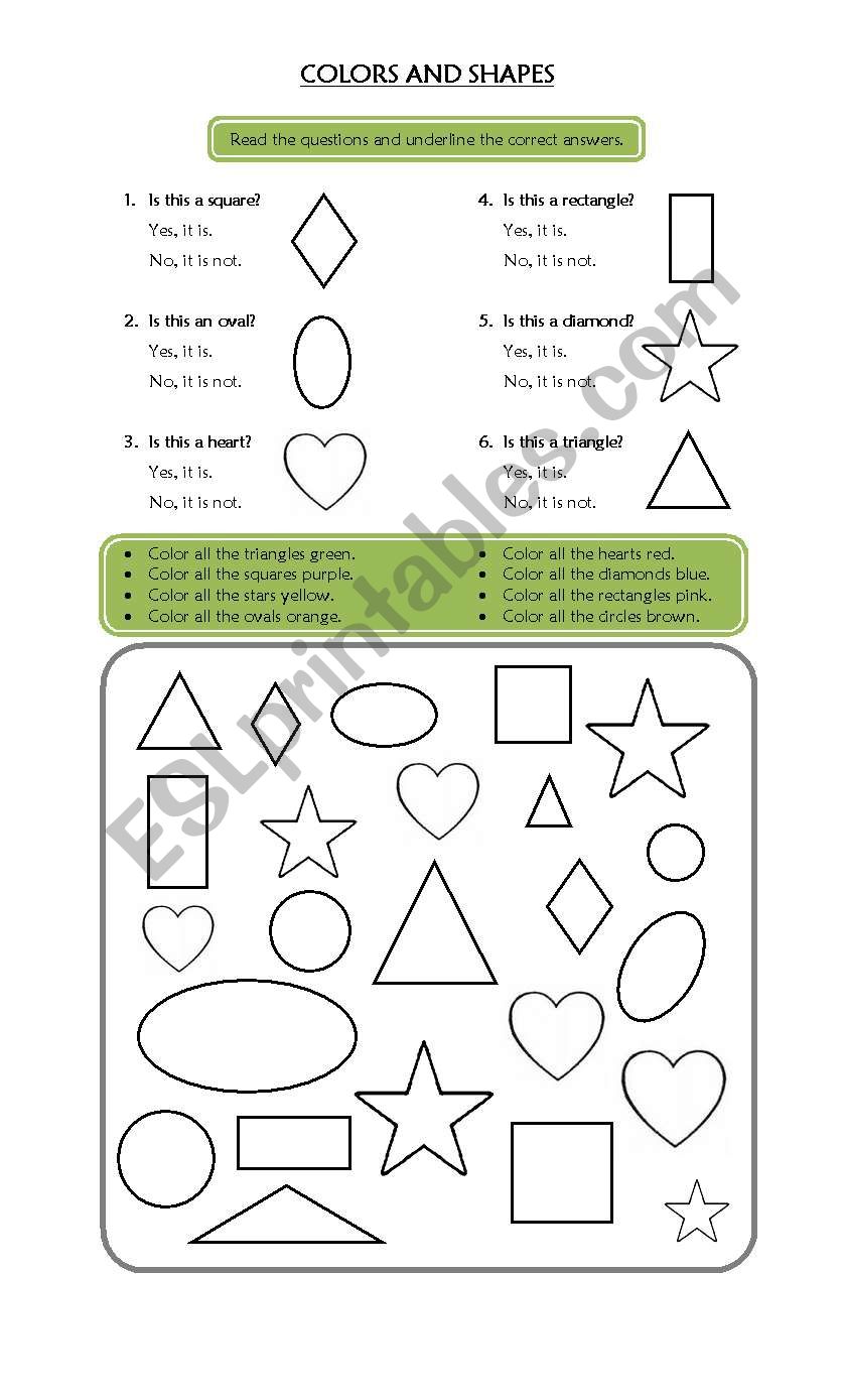 Colors and shapes  ESL worksheet by Elisabarquin