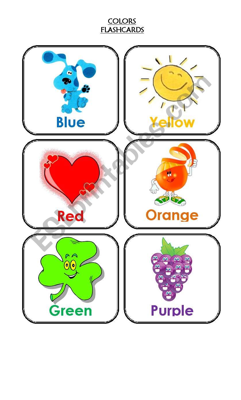 Colors flashcards worksheet
