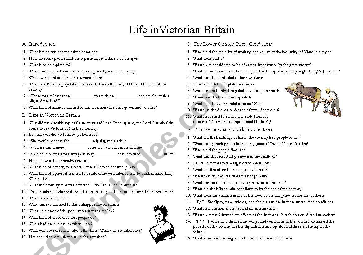 Life in Victorian Britain - Worksheet
