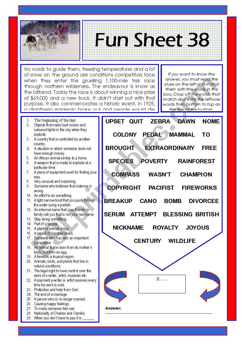 Fun Sheet 38 worksheet