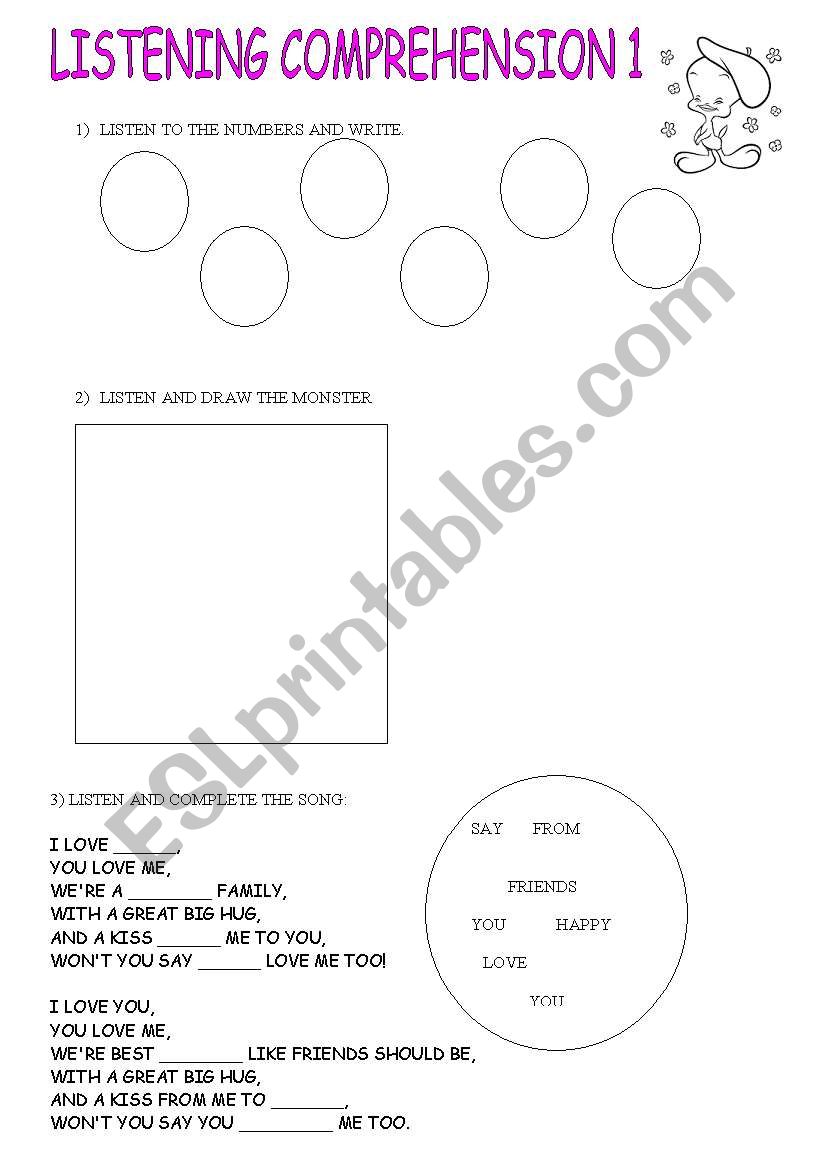 LISTENING COMPREHENSION worksheet