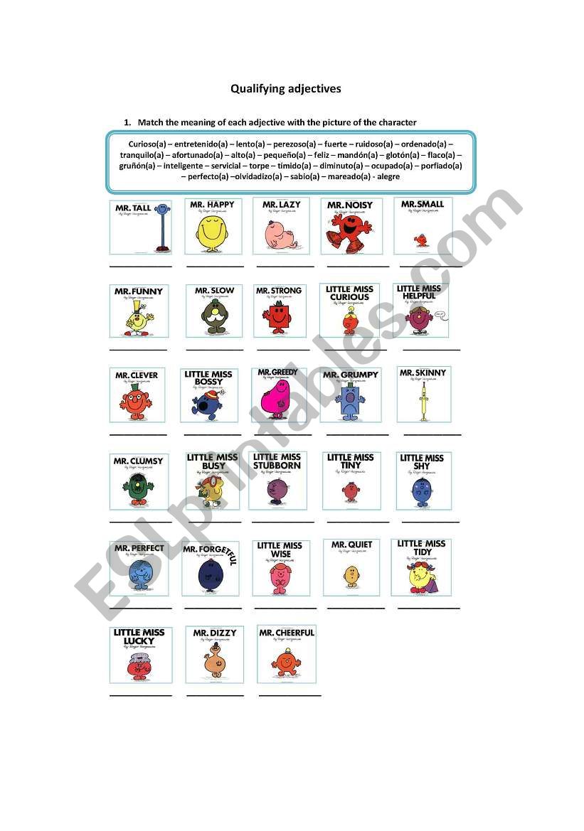 Adjectives worksheet