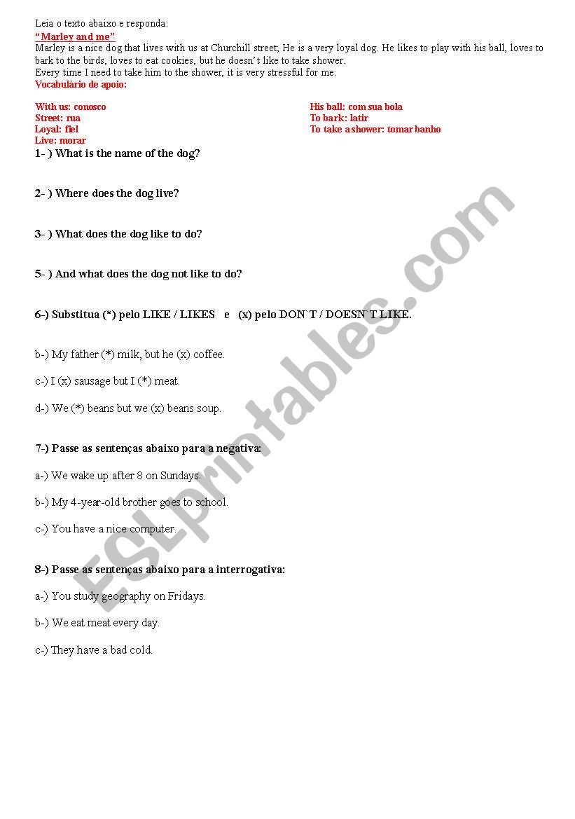 Simple Present worksheet
