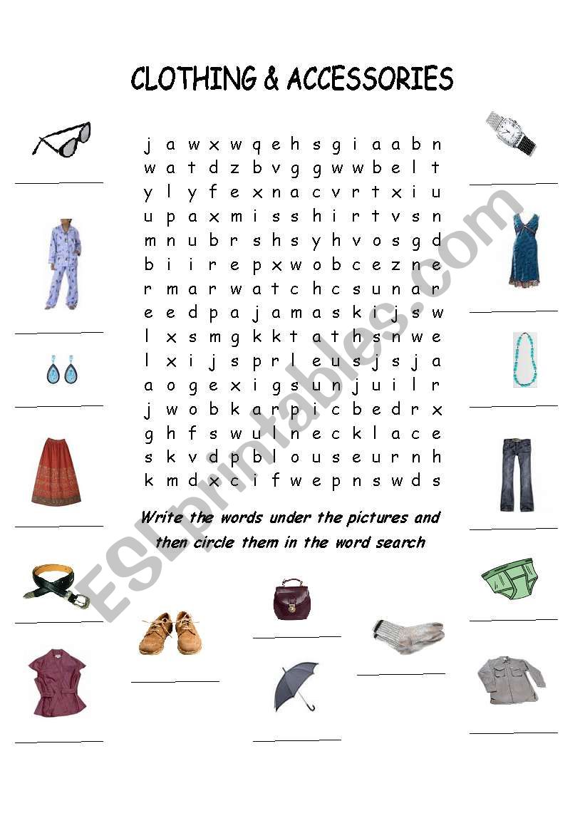 Clothing & Accessories worksheet