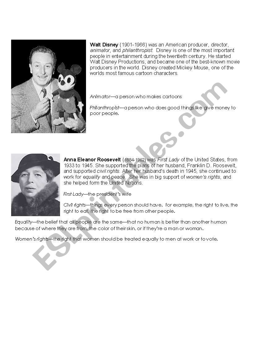 Famous People Cards 3 worksheet