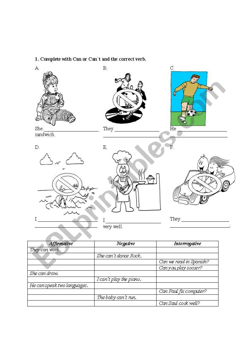 Can or Cant? worksheet