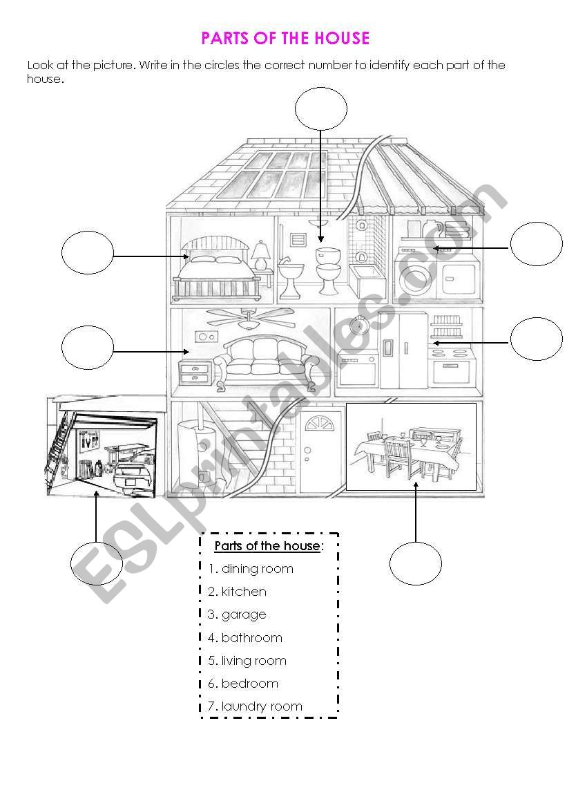 Parts of the House worksheet