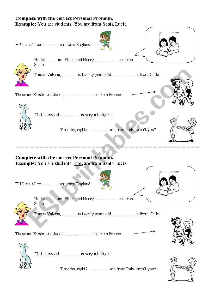 Personal pronouns worksheet