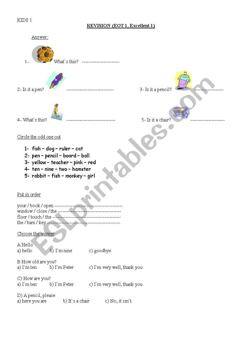 Revision  worksheet