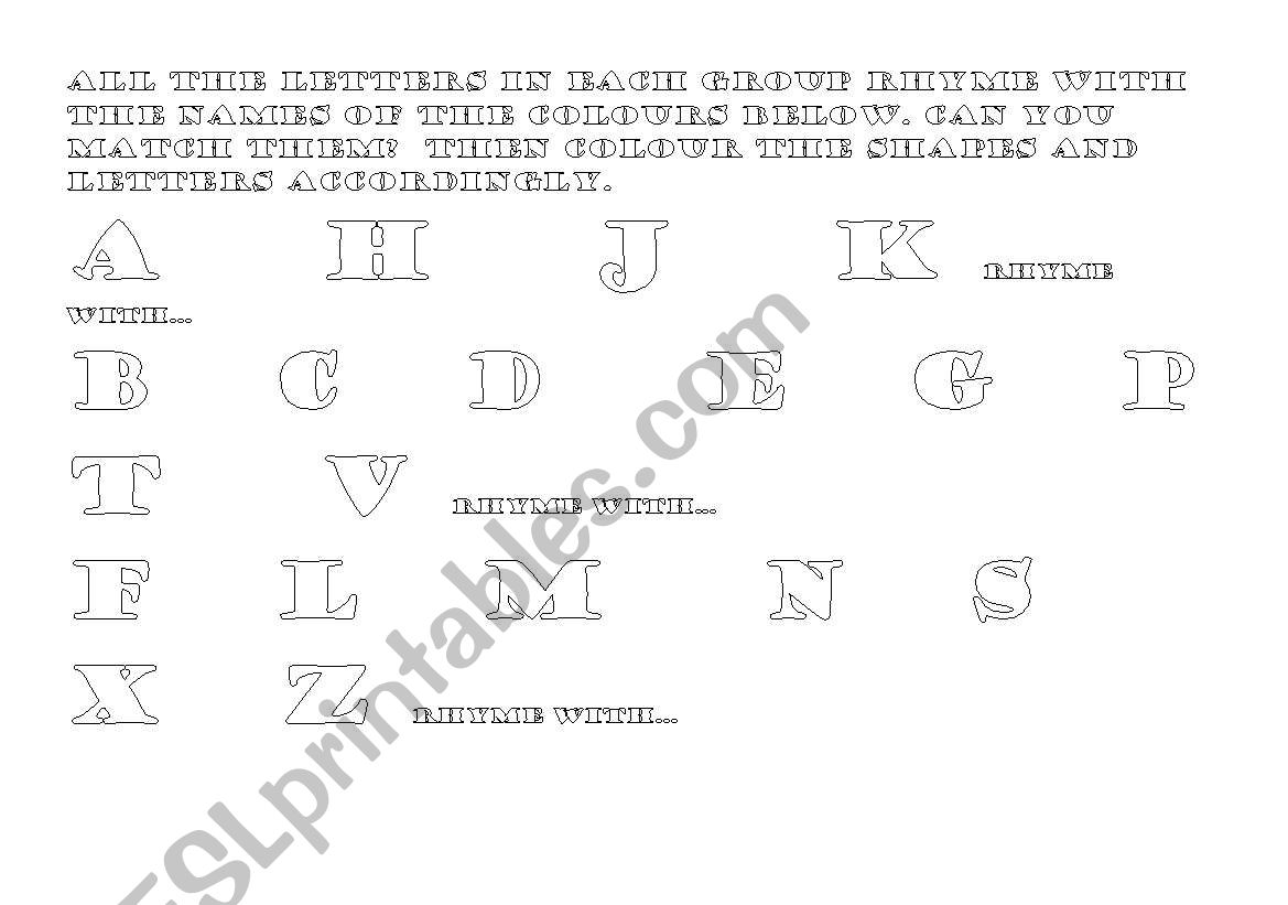 alphabet and colours  worksheet