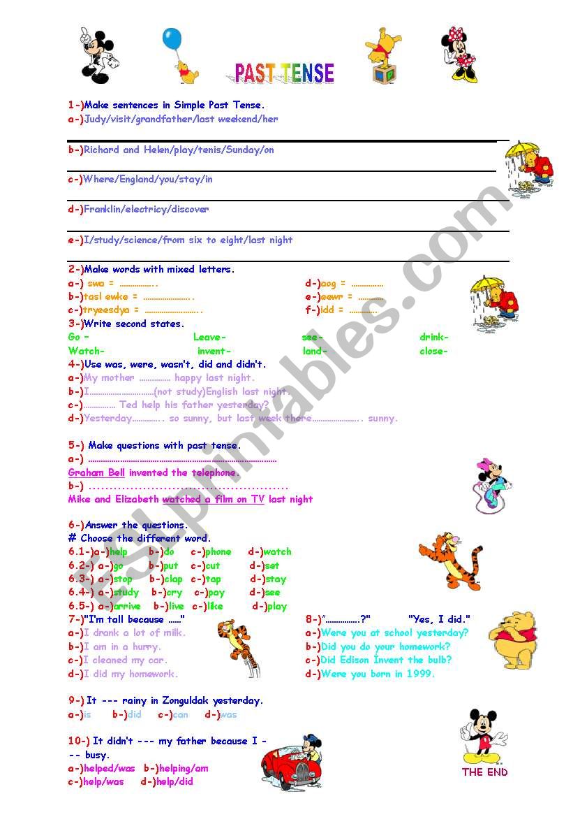 past tense worksheet