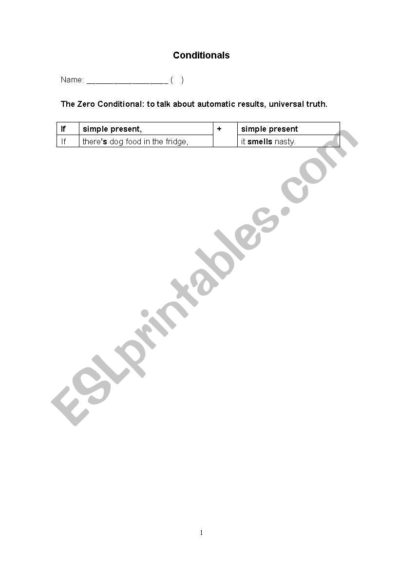 conditionals worksheet