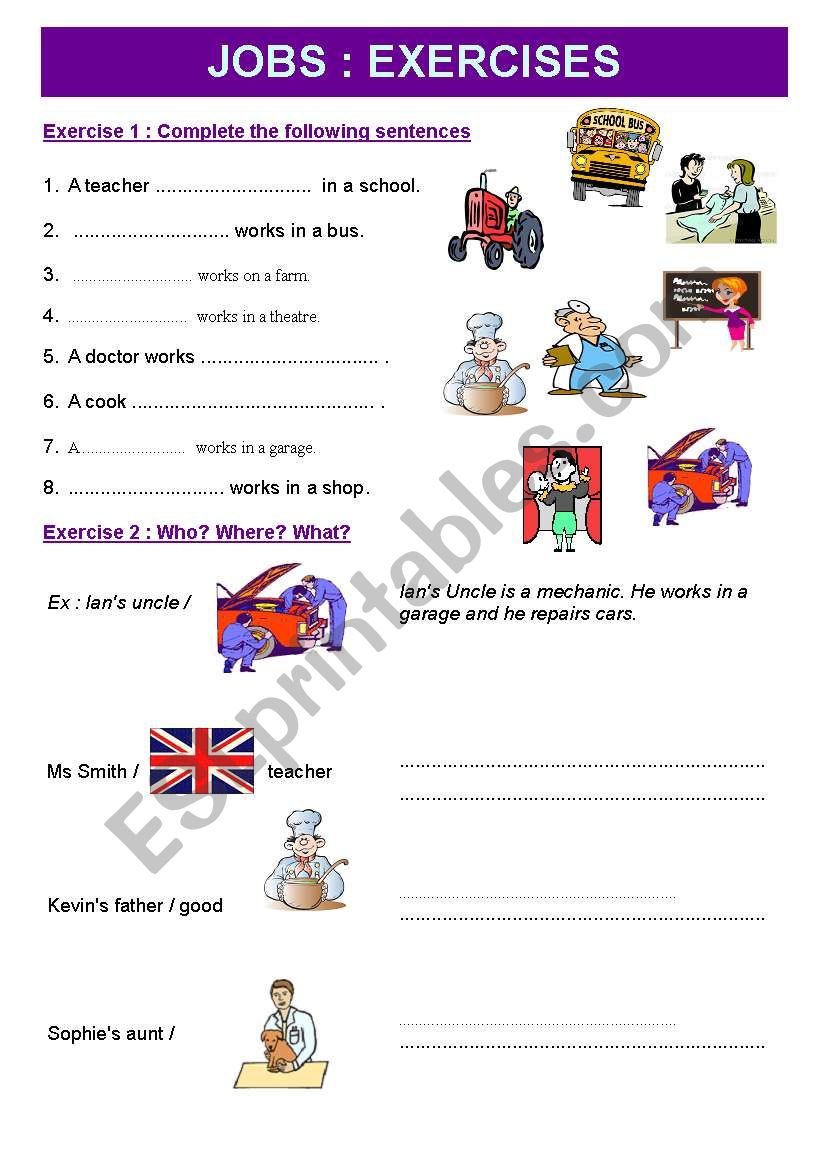 JOBS: exercises worksheet