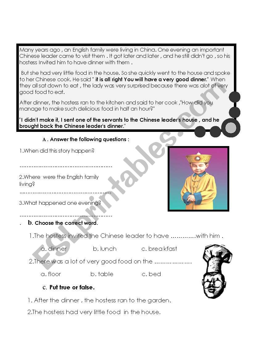the chinese leader worksheet