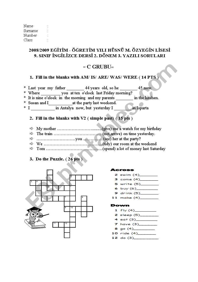 past imple worksheet