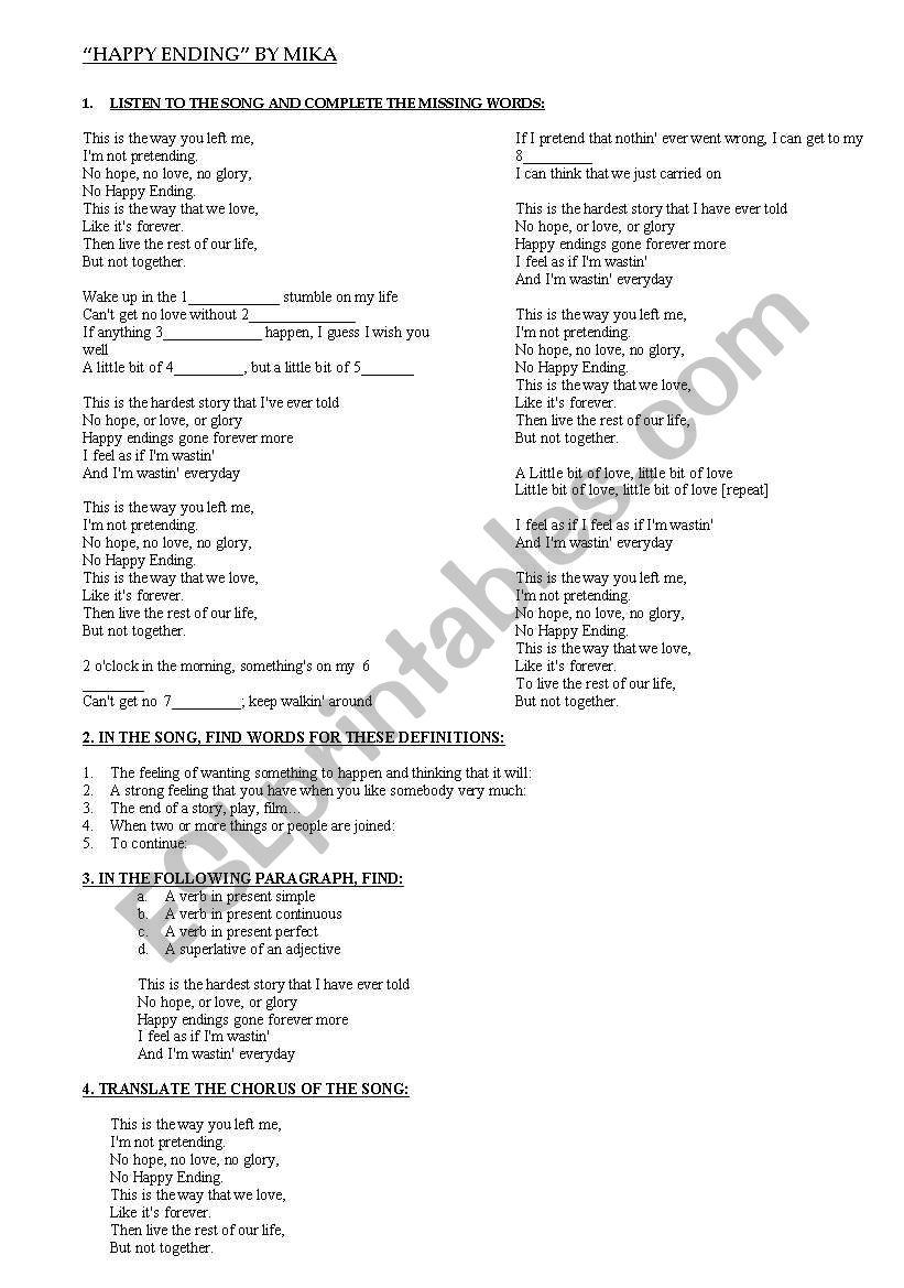 SONG: HAPPY ENDING (CANCIN FINAL DE FAMA A BAILAR)