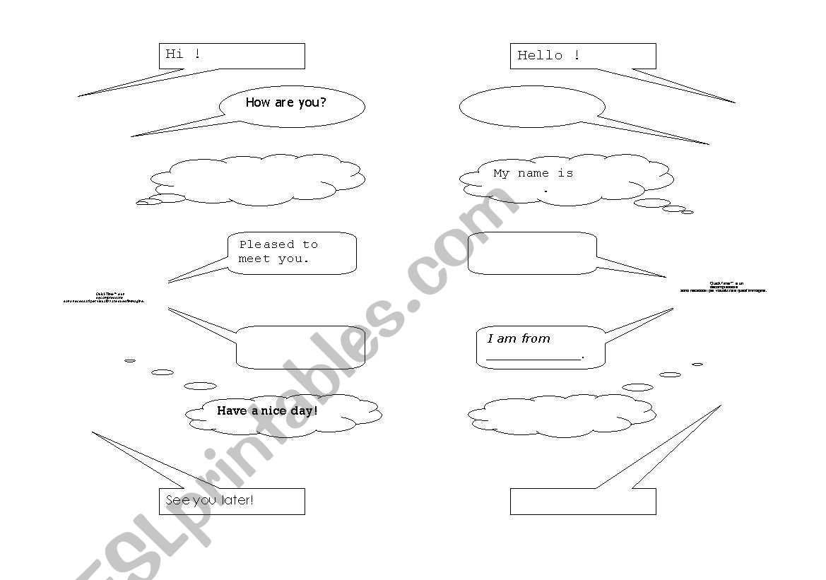 Conversation bubbles worksheet