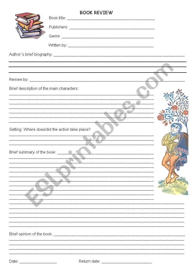 Book Review  worksheet