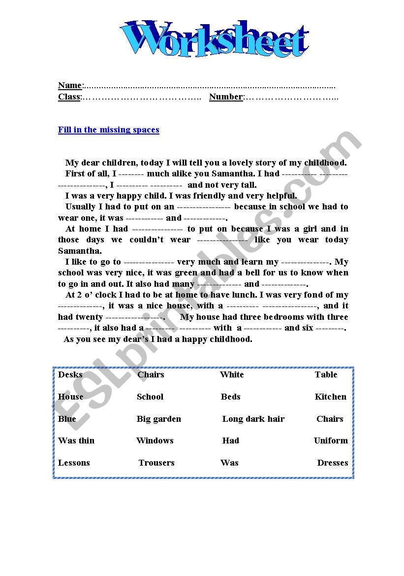 fill in the missing spaces worksheet