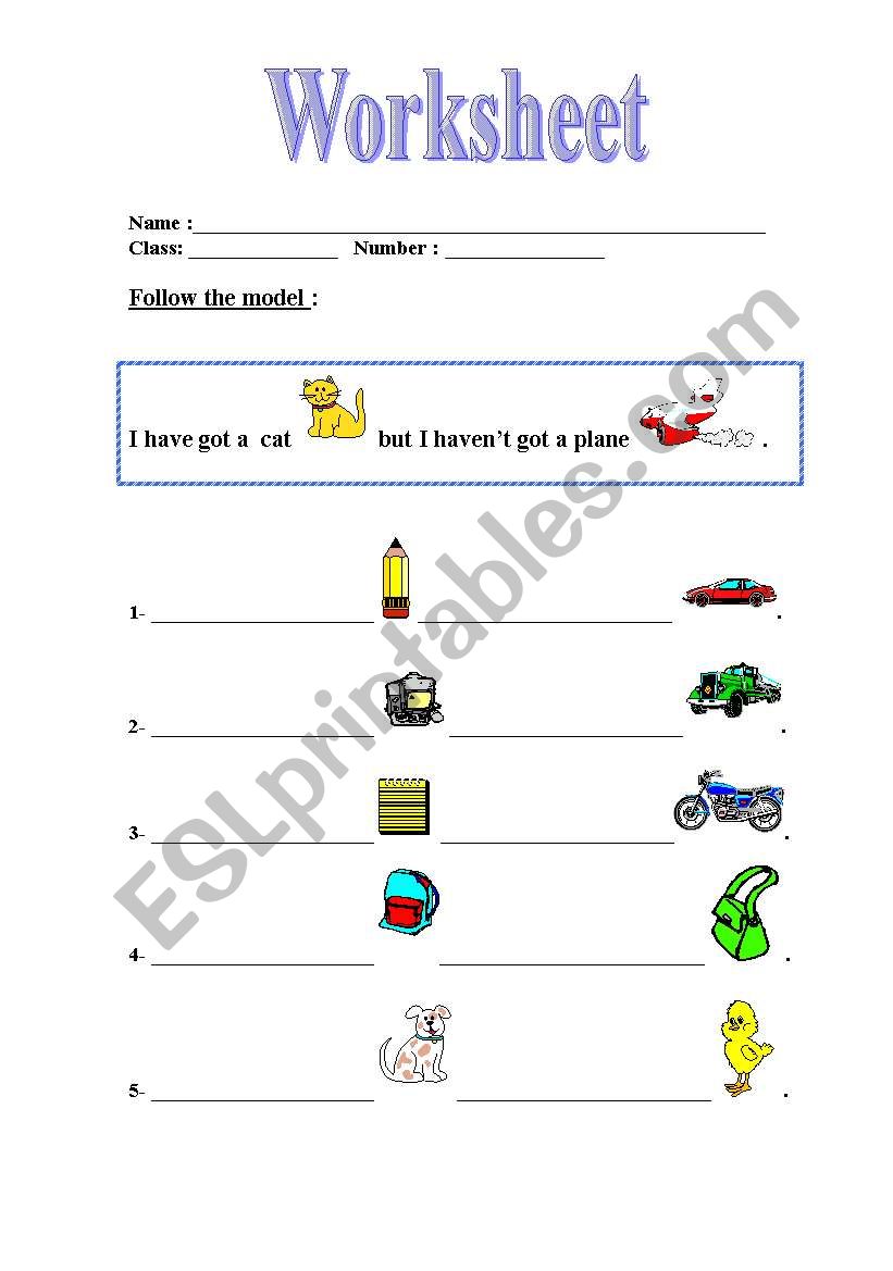 have got-affirmative-negative worksheet