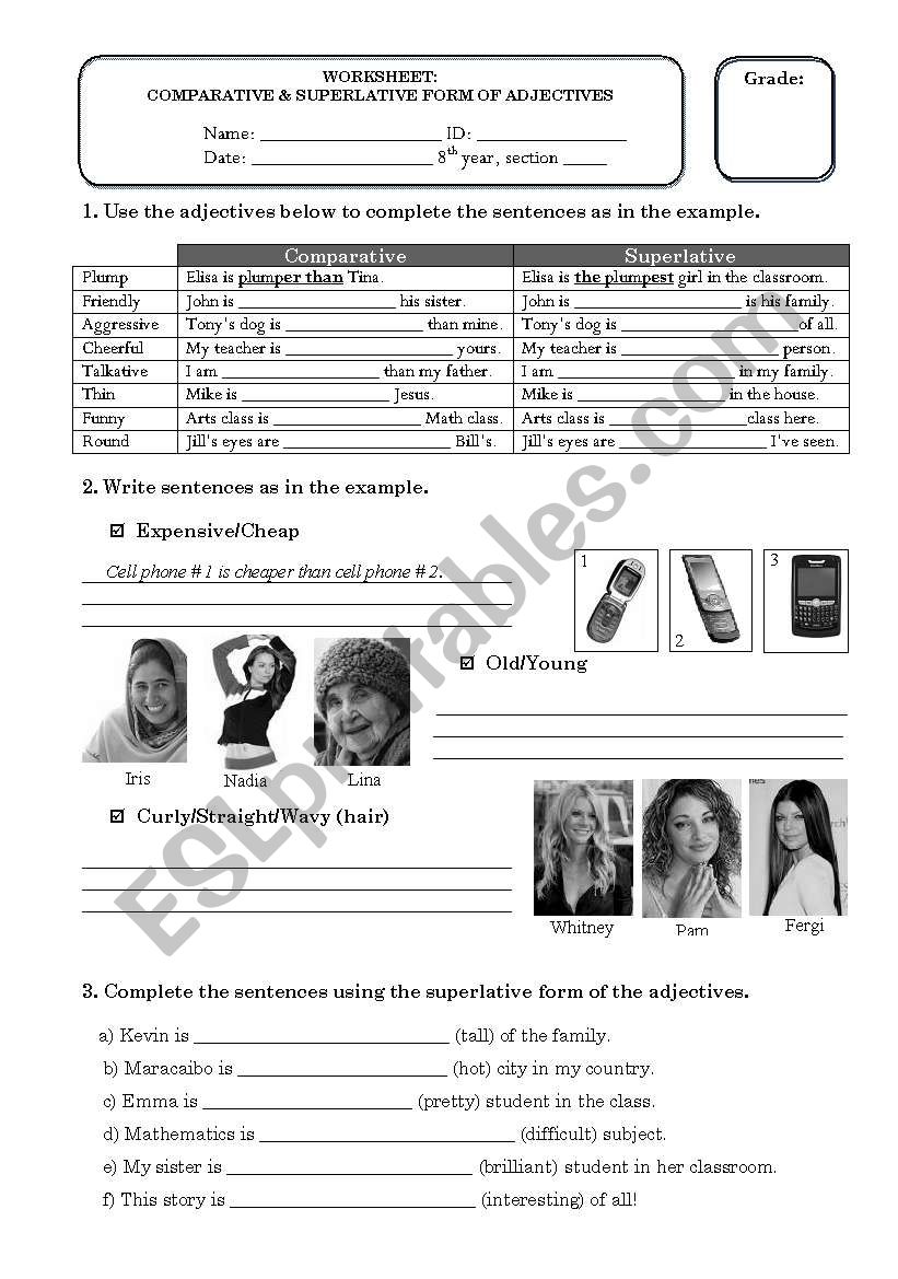 Comparative and superlative degree of adjectives