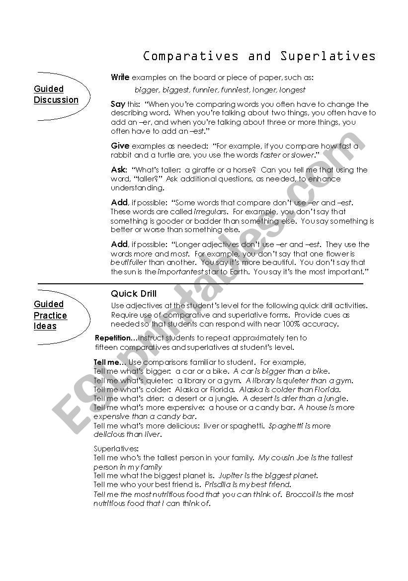 comparatives and superatives worksheet