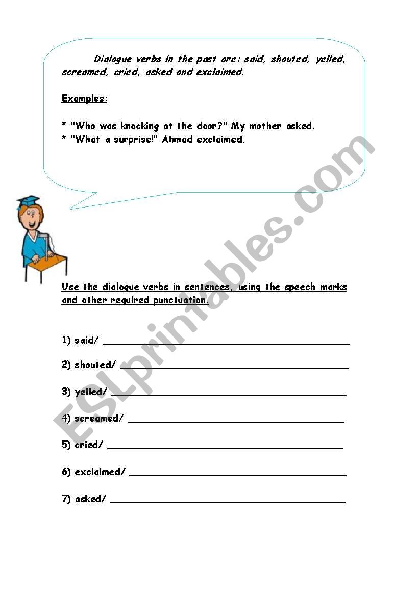 Dialogue verbs worksheet