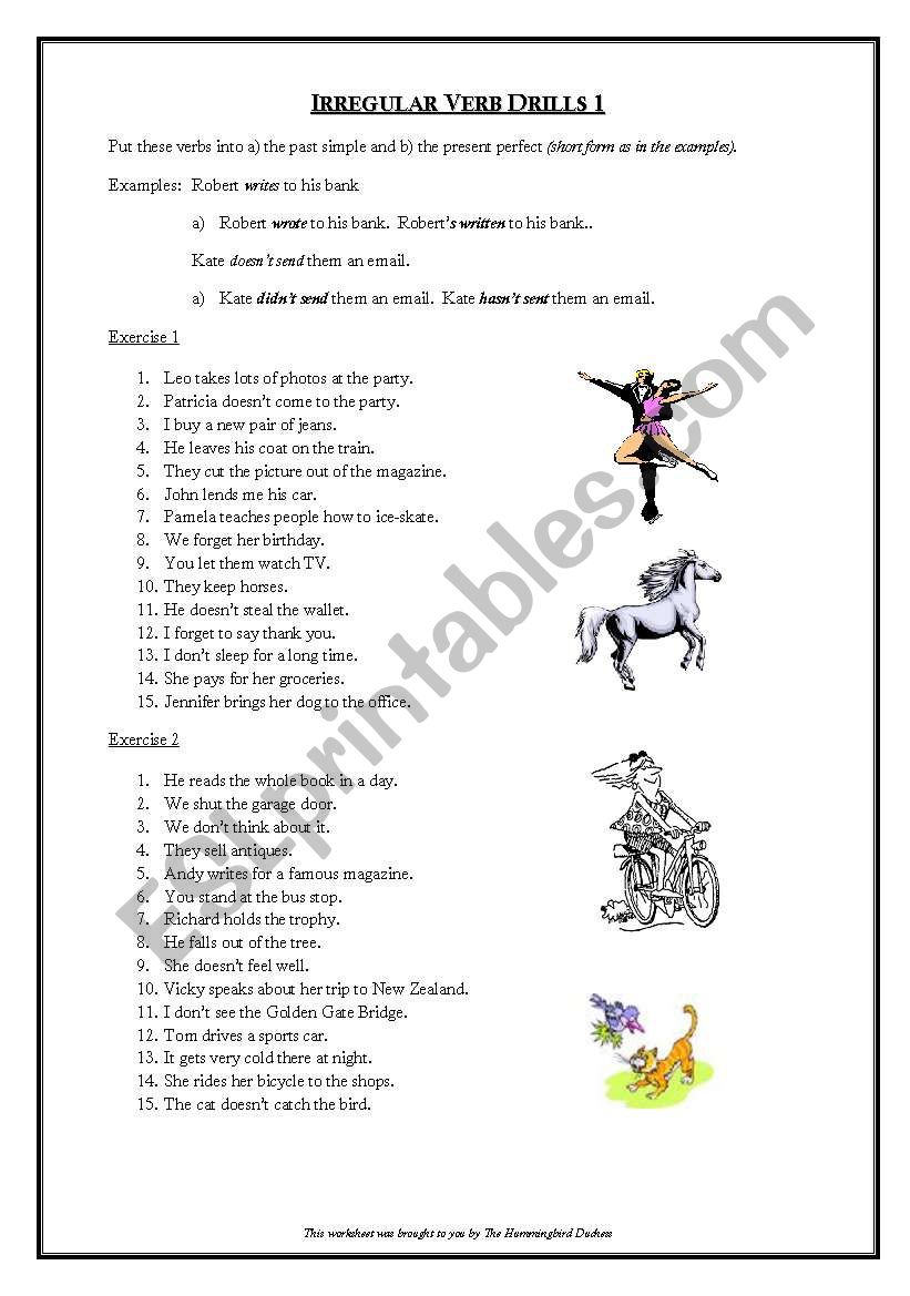Irregular Verb Drills 1 worksheet