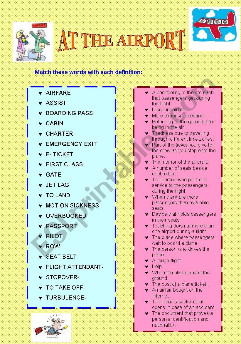 AT THE AIRPORT worksheet