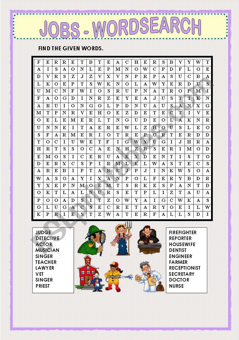 WORDSEARCH - JOBS worksheet