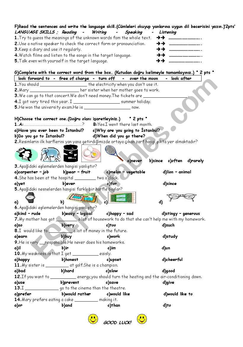 second term third exam for 8 th (second page)