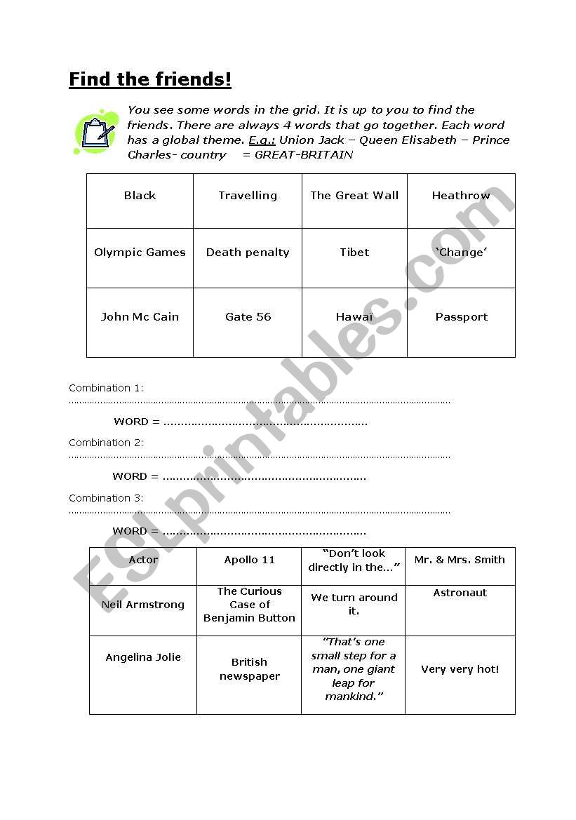 Find the friends! worksheet
