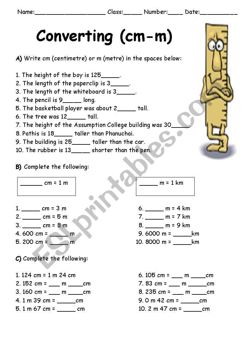 Measurement and Distance - Converting - ESL worksheet by boyle Intended For English To Metric Conversion Worksheet