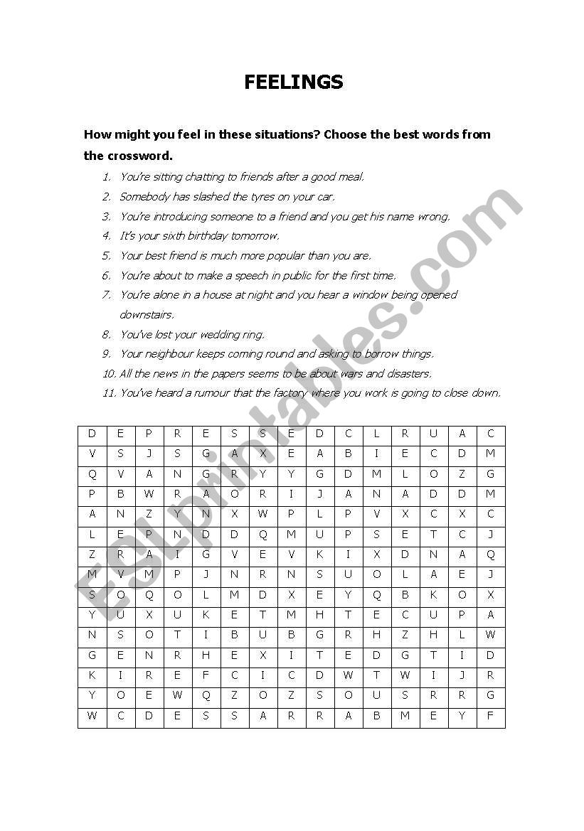 FEELINGSS worksheet