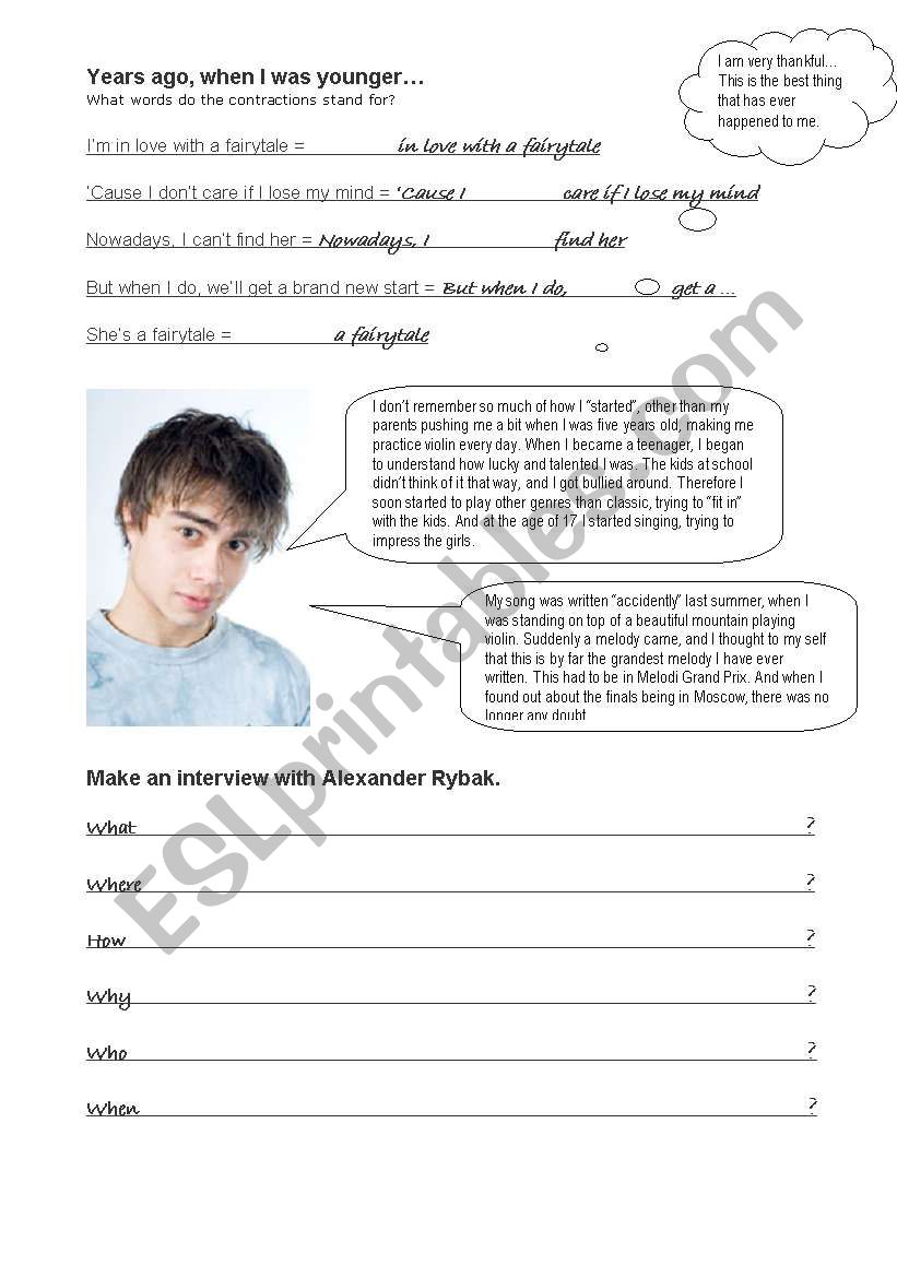 Grammar with Rybak worksheet
