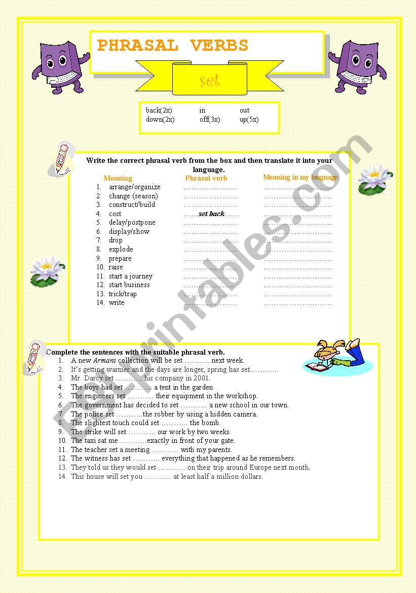 Phrasal verbs-SET worksheet