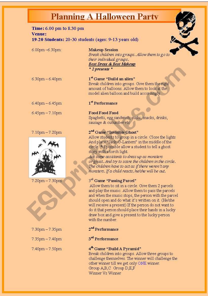 Ever wonder how to plan a HALLOWEEN PARTY?Look no further..Everything you need is in this PARTY PLAN. (4 Pages)