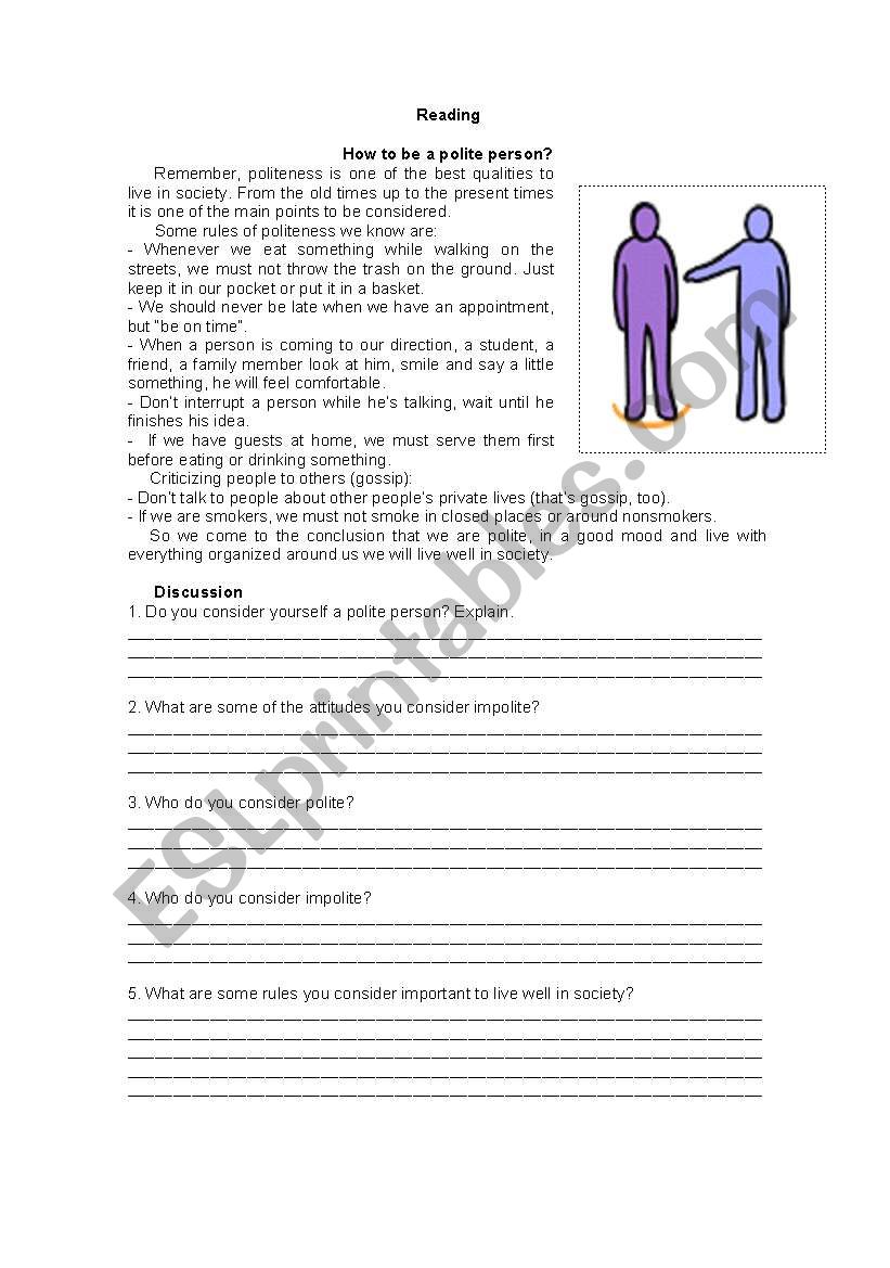 How to be a polite person worksheet