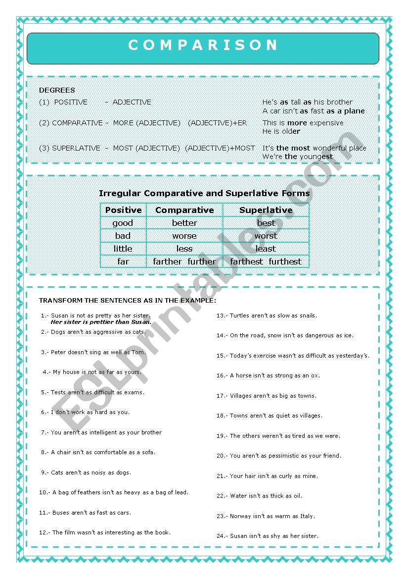 Comparison  worksheet